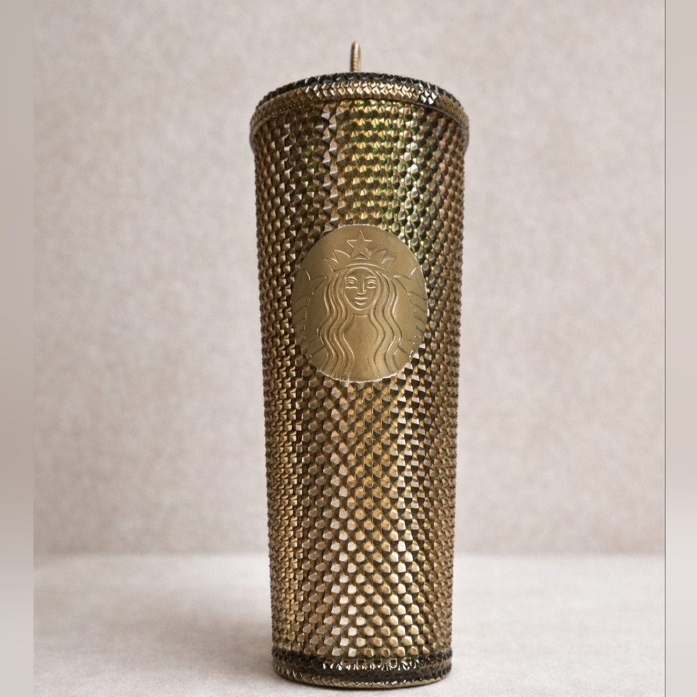 Disney World Parks Starbucks 50th Anniversary Metallic Gold Studded 20oz Tumbler